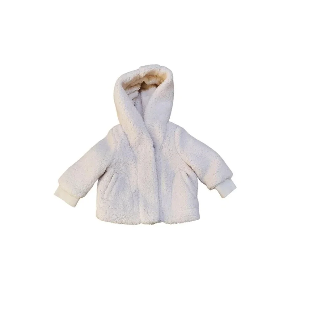 Cat‎ & Jack Baby Hooded Sherpa Jacket Cream Cozy Winter Coat Toddler